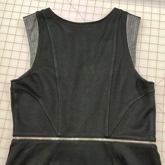 ANN TAYLOR Faux Leather Detail Gold Zip Career/Minimalist Black Sheath Dress 6 - Picture 8 of 15